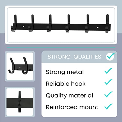 Matte Black Coat Rack Wall Mount – 17 Inch Stainless Steel Hook Rail with 6 Double Coat Hooks – Wall Mounted Entryway Organizer for Coats, Hats,... Matte Black Coat Rack Wall Mount – 17 Inch Stainless Steel Hook Rail with 6 Double Coat Hooks – Wall Mounted Entryway Organizer for Coats, Hats,...