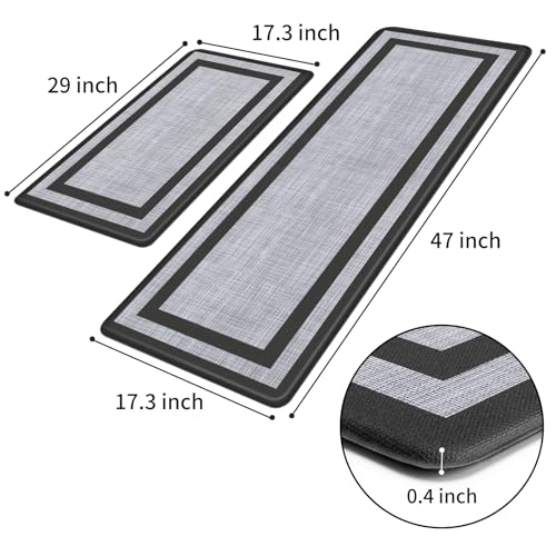 Mattitude Kitchen Mat [2 PCS] Cushioned Anti-Fatigue Non-Skid Waterproof Rugs Ergonomic Comfort Standing Mat for Kitchen, Floor, Office, Sink,...