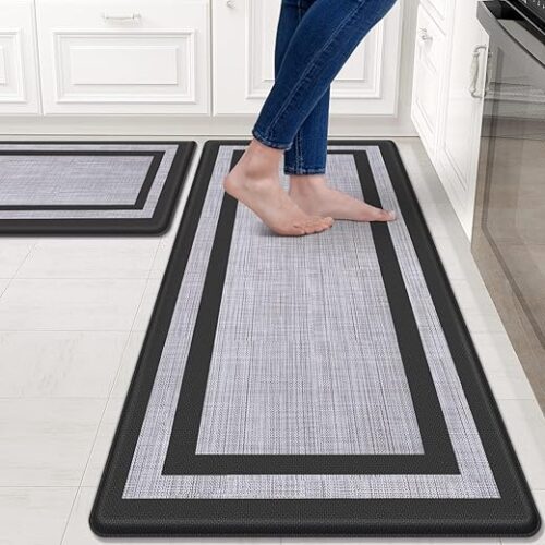 Mattitude Kitchen Mat [2 PCS] Cushioned Anti-Fatigue Non-Skid Waterproof Rugs Ergonomic Comfort Standing Mat for Kitchen, Floor, Office, Sink,...