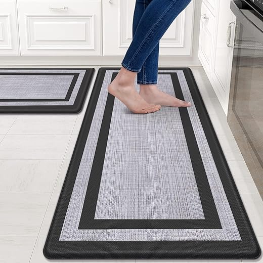 Mattitude Kitchen Mat [2 PCS] Cushioned Anti-Fatigue Non-Skid Waterproof Rugs Ergonomic Comfort Standing Mat for Kitchen, Floor, Office, Sink,...