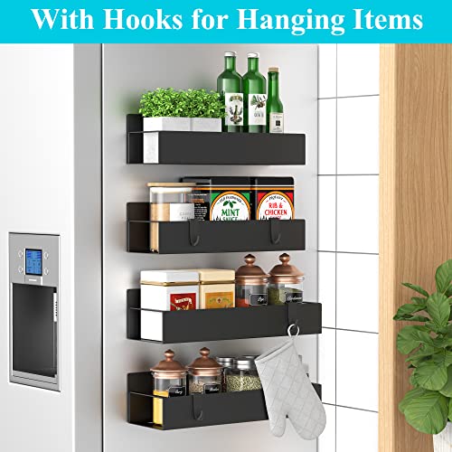 Metal 4 Pack Magnetic Spice Storage Rack Organizer for Refrigerator and Oven, Black Fridge Organizers and Storage Metal 4 Pack Magnetic Spice Storage Rack Organizer for Refrigerator and Oven, Black Fridge Organizers and Storage