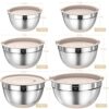Mixing Bowls with Airtight Lids Set, 26PCS Stainless Steel Khaki Bowls with Grater Attachments, Non-Slip Bottoms & Kitchen Gadgets Set, Size 7, 4,...