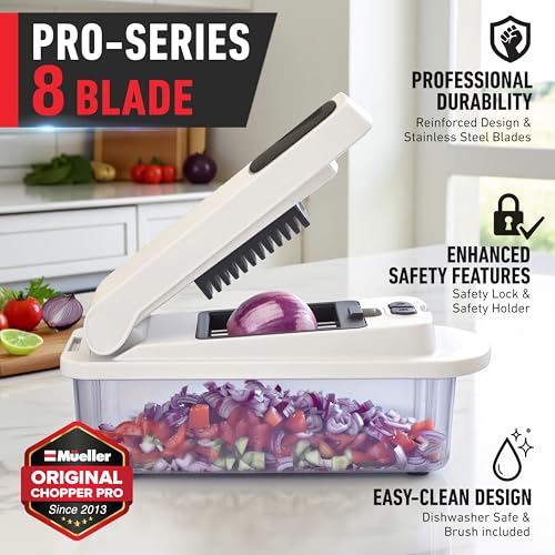 Mueller Pro-Series 10-in-1, 8 Blade Vegetable Chopper, Mandoline Slicer, Food Chopper with Container, Fruit Slicer, Kitchen Gadgets & Accessories,...