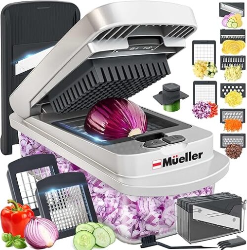 Mueller Pro-Series 10-in-1, 8 Blade Vegetable Chopper, Mandoline Slicer, Food Chopper with Container, Fruit Slicer, Kitchen Gadgets & Accessories,...