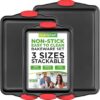 NutriChef 3-Piece Nonstick Kitchen Oven Baking Pans - Premium & Stylish Non-Stick Steel, Commercial Grade Restaurant Quality Metal Bakeware with...