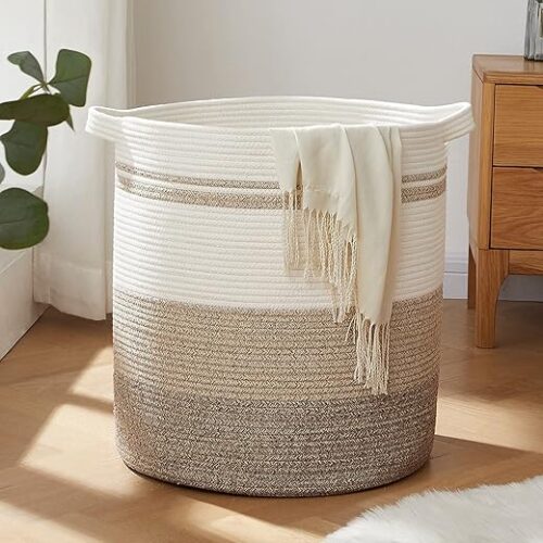 OIAHOMY 80L Laundry Baskets Hamper with Handles,Decorative Basket for Living room,Woven Storage Basket for Toys Bin,Pillows,...