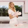 Paris Hilton Oven Mitt Set with Iconic That's HOT Design, Heat Resistant Pot Holders Featuring Non-Slip Textured Silicone Grips, 2-Piece Set, Pink