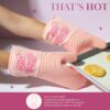 Paris Hilton Oven Mitt Set with Iconic That's HOT Design, Heat Resistant Pot Holders Featuring Non-Slip Textured Silicone Grips, 2-Piece Set, Pink