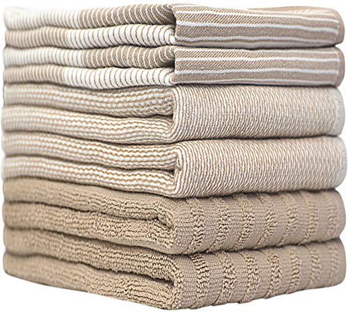 Premium Kitchen Towels (20”x 28”, 6 Pack) | Large Cotton Kitchen Hand Towels | Flat & Terry Dish Towel | Highly Absorbent Tea Towels Set with...
