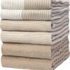 Premium Kitchen Towels (20”x 28”, 6 Pack) | Large Cotton Kitchen Hand Towels | Flat & Terry Dish Towel | Highly Absorbent Tea Towels Set with...