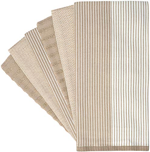 Premium Kitchen Towels (20”x 28”, 6 Pack) | Large Cotton Kitchen Hand Towels | Flat & Terry Dish Towel | Highly Absorbent Tea Towels Set with...