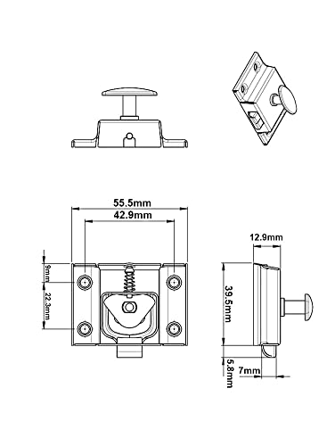 QCAA Oval Turn Cabinet Latch, for Cupboard & Other Furniture, Large, Matte Black, Made in Taiwan, 1 Pack