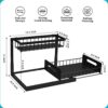 REALINN Under Sink Organizer, Pull Out Cabinet Organizer Slide Out Sink Shelf Cabinet Storage Shelves, Storages for Kitchen Bathroom, Black, 2 Pack