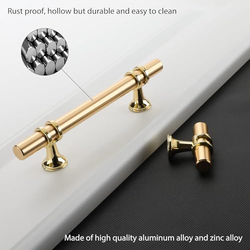 Rergy Cabinet Handles Drawer Pulls and Knobs, 10Pack Gold 5inch Hole Center, Kitchen Hardware for Dresser Handle Zinc Alloy Furniture Pull Rergy Cabinet Handles Drawer Pulls and Knobs, 10Pack Gold 5inch Hole Center, Kitchen Hardware for Dresser Handle Zinc Alloy Furniture Pull