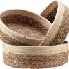 Round Rattan Baskets Set for Organizing Wicker Storage Basket for Fruit, Bread Serving Decorative Gift Baskets Empty, Countertop Baskets for Pantry...