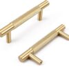 RZDEAL 4Pcs 3-3/4 Inch Solid Brass Cabinet Pulls Kitchen Cupboard Handles Modern Drawer Pulls Bathroom Cabinet Pulls Wardrobe Door Handles (Hole...