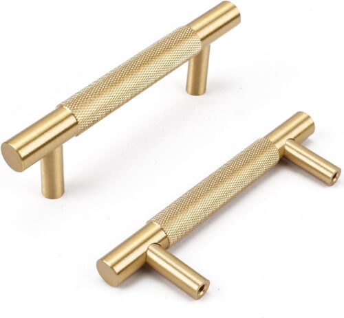 RZDEAL 4Pcs 3-3/4 Inch Solid Brass Cabinet Pulls Kitchen Cupboard Handles Modern Drawer Pulls Bathroom Cabinet Pulls Wardrobe Door Handles (Hole...