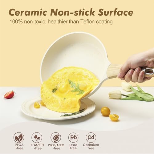SENSARTE Ceramic Cookware Sets, Pots and Pans Set Non stick, 14-Piece Induction Cookware, Non toxic Healthy Non Stick Kitchen Cooking Set, with...