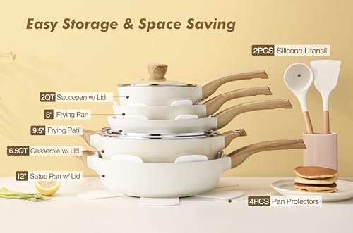 SENSARTE Ceramic Cookware Sets, Pots and Pans Set Non stick, 14-Piece Induction Cookware, Non toxic Healthy Non Stick Kitchen Cooking Set, with...