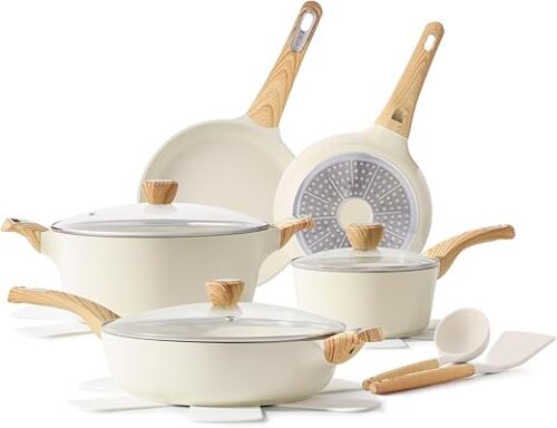 SENSARTE Ceramic Cookware Sets, Pots and Pans Set Non stick, 14-Piece Induction Cookware, Non toxic Healthy Non Stick Kitchen Cooking Set, with...