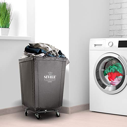 Seville Classics Large Commercial Heavy Duty Rolling Steel Frame Laundry Hamper Canvas Cart Bin w/Wheels for Hotel, Home, Closet, Bedroom... Seville Classics Large Commercial Heavy Duty Rolling Steel Frame Laundry Hamper Canvas Cart Bin w/Wheels for Hotel, Home, Closet, Bedroom...