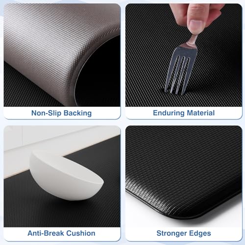 StepRite Kitchen Mats, 2PCS Kitchen Rugs, Cushioned Anti Fatigue Kitchen Mats for Floor, Non-Slip Standing Desk Mat, Waterproof Kitchen Rug Set for...