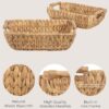 StorageWorks Hand-Woven Large Storage Baskets with Wooden Handles, Water Hyacinth Wicker Baskets for Organizing, 2-Pack