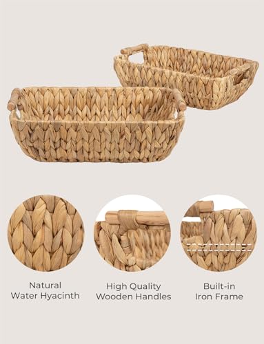 StorageWorks Hand-Woven Large Storage Baskets with Wooden Handles, Water Hyacinth Wicker Baskets for Organizing, 2-Pack StorageWorks Hand-Woven Large Storage Baskets with Wooden Handles, Water Hyacinth Wicker Baskets for Organizing, 2-Pack