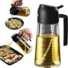 TrendPlain Glass Olive Oil Sprayer 16oz/470ml Black | for Cooking, 2 in 1, Olive Oil Dispenser, for Kitchen Gadgets, Air Fryer, Salad, BBQ
