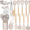 Umite Chef Kitchen Cooking Utensils Set, 33 pcs Non-Stick Silicone Cooking Kitchen Utensils Spatula Set with Holder, Wooden Handle Silicone Kitchen...