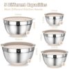 Umite Chef Mixing Bowls with Airtight Lids Set, 8PCS Stainless Steel Khaki Nesting Bowls with Grater Attachments, Kitchen Bowls with Non-Slip...