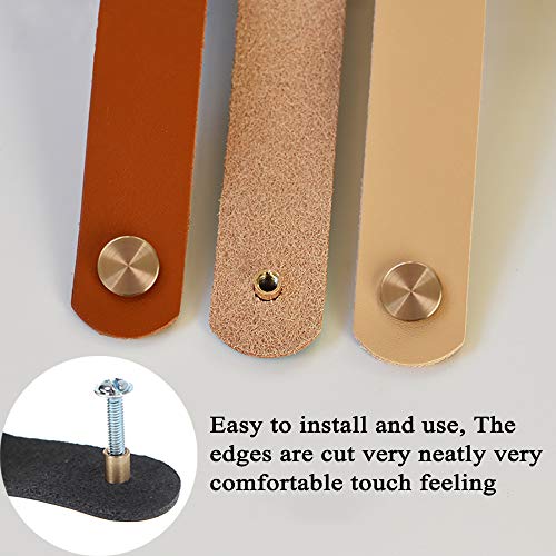 VIDELLY 6 Pieces Leather Pulls for Drawer, Handmade Leather Drawer Pulls Cabinet Dresser Door Handle Knobs with Screw, Gray VIDELLY 6 Pieces Leather Pulls for Drawer, Handmade Leather Drawer Pulls Cabinet Dresser Door Handle Knobs with Screw, Gray