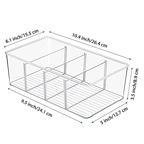Vtopmart 8 Pack Food Storage Organizer Bins, Clear Plastic Bins for Pantry, Kitchen, Fridge, Cabinet Organization and Storage, 4 Compartment Holder...