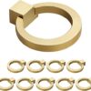 WEAVERBIRD Zinc Alloy Cabinet Knobs Gold Kitchen Hardware Drawer Pulls Rings Brushed Brass Single Hole Handles 1.57" Diameter, Pack of 10