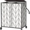 WOWLIVE Laundry Basket with Wheels, Heavy Duty Laundry Hamper with Wood Lid, Clothes Hamper with Divided Removable Liner Bag, Large Capacity...