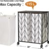 WOWLIVE Laundry Basket with Wheels, Heavy Duty Laundry Hamper with Wood Lid, Clothes Hamper with Divided Removable Liner Bag, Large Capacity...