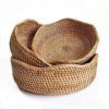 YANGQIHOME Rattan Bread Basket, Round Fruit Baskets, Wicker Storage Bowls, Natural Woven Serving Basket Bowls, Decorative Baskets for Kitchen...