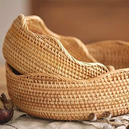 YANGQIHOME Rattan Bread Basket, Round Fruit Baskets, Wicker Storage Bowls, Natural Woven Serving Basket Bowls, Decorative Baskets for Kitchen... YANGQIHOME Rattan Bread Basket, Round Fruit Baskets, Wicker Storage Bowls, Natural Woven Serving Basket Bowls, Decorative Baskets for Kitchen...